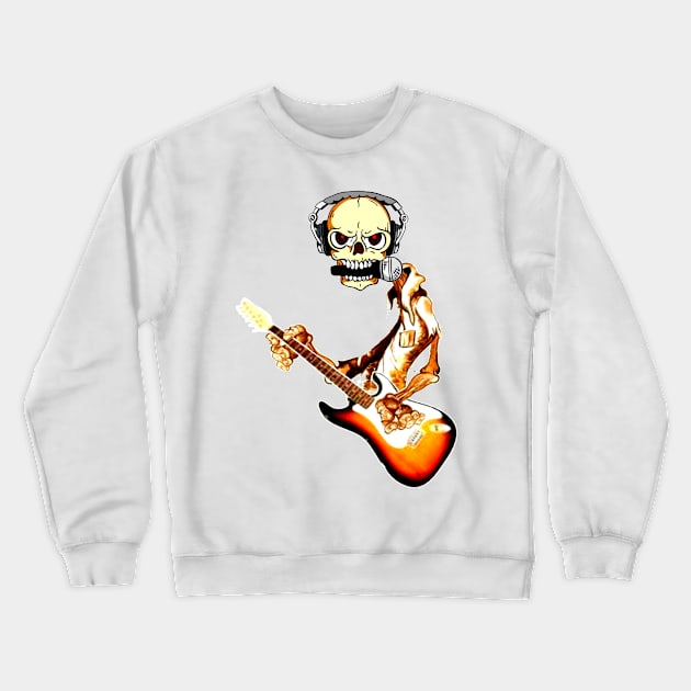 Skool Hooligans_Skeleton Playing The Guitar Crewneck Sweatshirt by Mima_SY